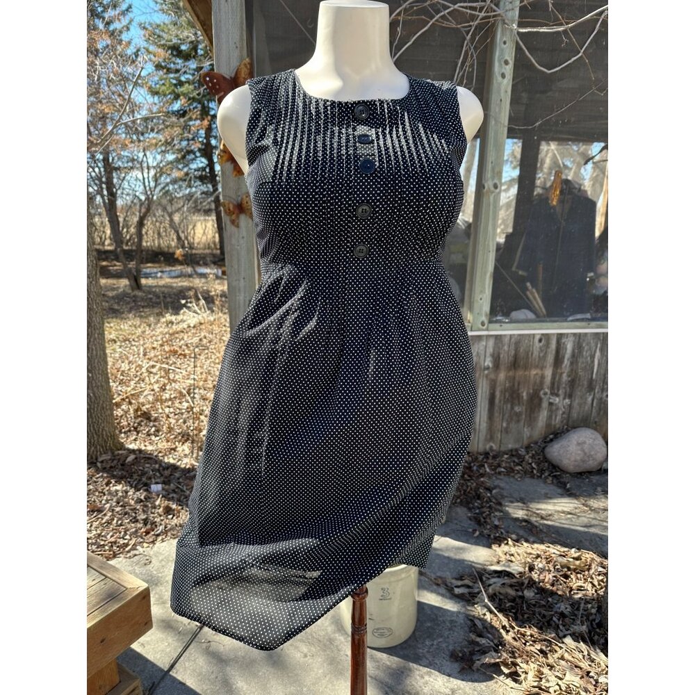 Rabbit Rabbit Rabbit Polkadot A-Line Dress Pintuck Pleat Bodice Sleeveless